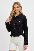 RISEN Full Size Irregular Fray Hem Button Up Denim Jacket Plus Size - Hovatok