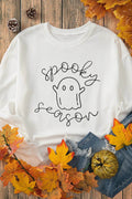 Ghost Graphic Long Sleeve Dropped Shoulder Sweatshirt - Hovatok