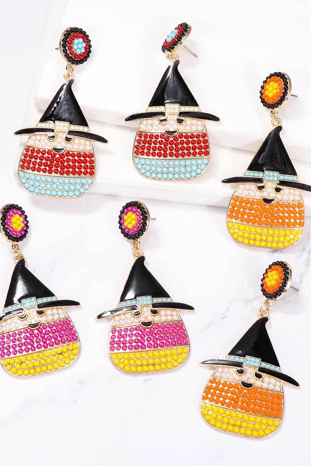 Witch's Hat Shape Synthetic Pearl Dangle Earrings - Hovatok