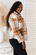 Perfee Plaid Print Dropped Shoulder Shirt - Hovatok