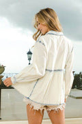 BiBi Snap Down Peplum Washed Shirt - Hovatok