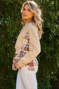 And The Why Full Size Double Layered Plaid Contrast Sweatshirt - Hovatok
