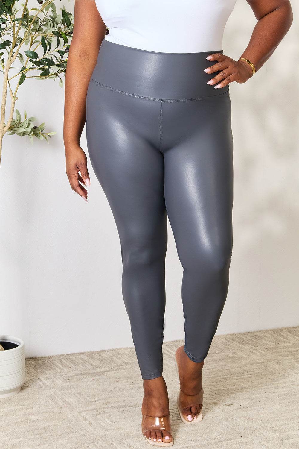 LOVEIT Full Size Wide Waistband High Waist Leggings - Hovatok