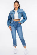 American Bazi High Waist Pleated Waist Mom Jeans - Hovatok