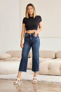 RFM Full Size Tummy Control High Waist Raw Hem Jeans - Hovatok