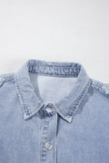 Snap Down Cap Sleeve Denim Top - Hovatok