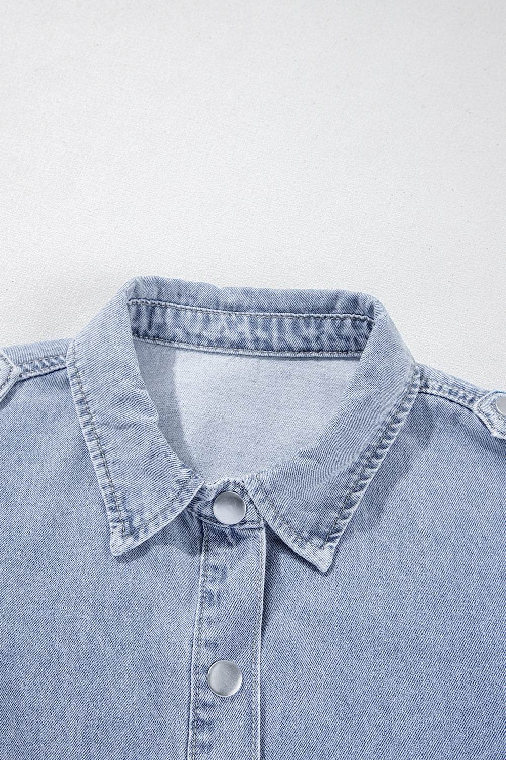 Snap Down Cap Sleeve Denim Top - Hovatok