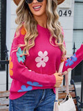 Angel Wings Flower Round Neck Long Sleeve Sweater - Hovatok