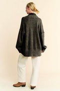 Davi & Dani Shawl Collar Ribbed Detail Button Up Cardigan - Hovatok