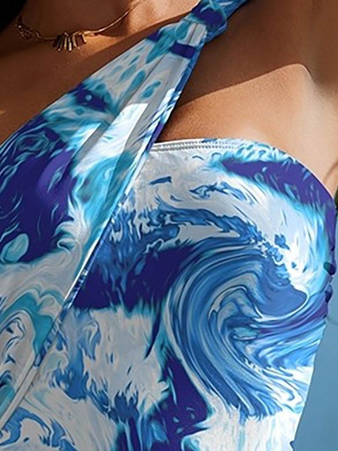 FAM-FAM Cutout Printed One-Shoulder One-Piece Swimwear - Hovatok