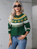 Angel Wings Geometric Round Neck Long Sleeve Sweater - Hovatok