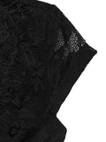 Perfee Lace V-Neck Cap Sleeve Bodysuit - Hovatok