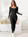 Scoop Neck Long Sleeve Active Jumpsuit - Hovatok