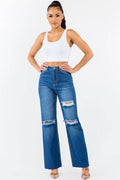 American Bazi High Waist Distressed Wide Leg Jeans - Hovatok