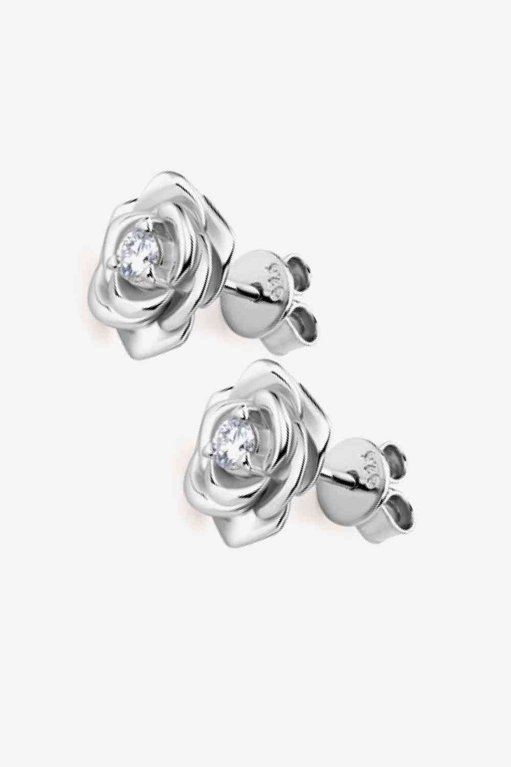 Adored Moissanite Flower 925 Sterling Silver Earrings - Hovatok