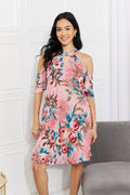 Sew In Love Full Size Fresh-Cut Flowers Cold-Shoulder Dress - Hovatok