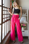 Heimish Full Size Front Tie Pants with Paperbag Waistband Plus Size - Hovatok