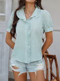 Devine Button Down Striped Short Sleeve Shirt - Hovatok