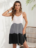 Color Block Spaghetti Strap Cover-Up Dress - Hovatok