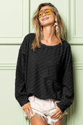 BiBi Checkered Round Neck Exposed Seam Top - Hovatok