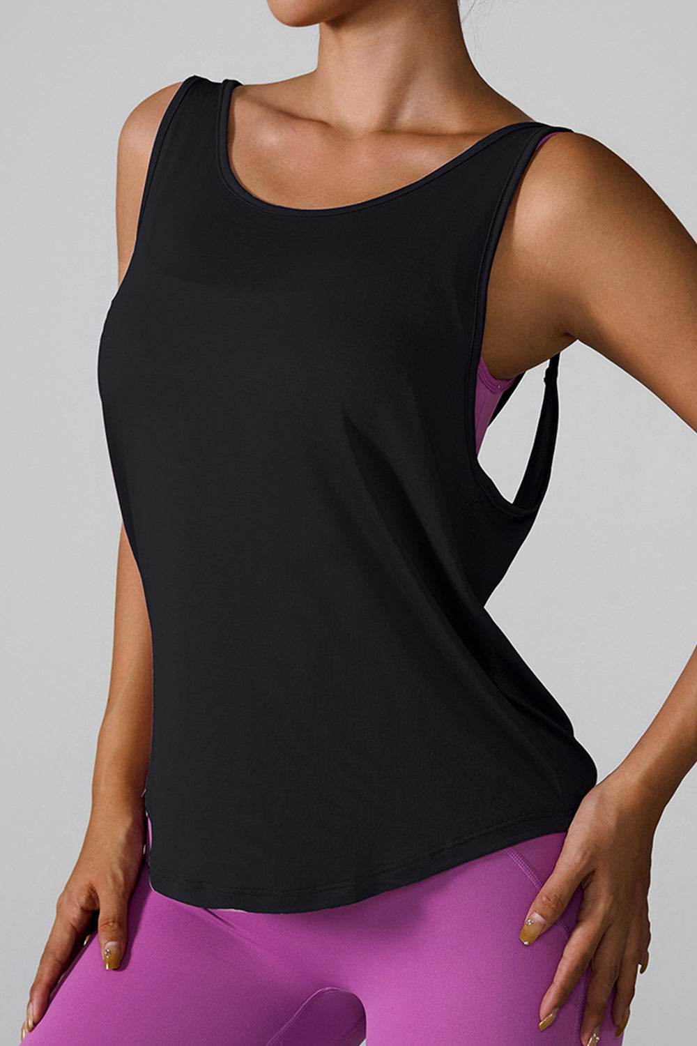 Crisscross Round Neck Active Tank - Hovatok