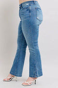 Judy Blue HW Tummy Control Vintage Wash Side Slit Slim Boot Jeans - Hovatok