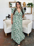 Double Take Full Size Printed Drawstring Short Sleeve Dress - Hovatok