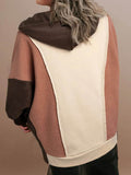 Plus Size Color Block Long Sleeve Hoodie - Hovatok