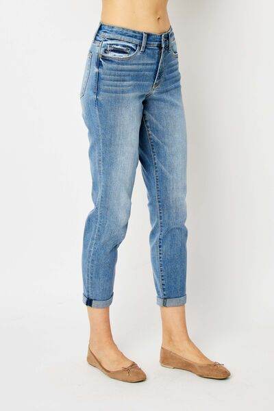Judy Blue Full Size Cuffed Hem Slim Jeans - Hovatok