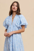 Annie Wear Floral Smock Detail Puff Sleeve Dress - Hovatok