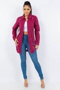 American Bazi Distressed Button Up Long Sleeve Denim Jacket - Hovatok