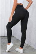 Crisscross Detail Wide Waistband Leggings - Hovatok