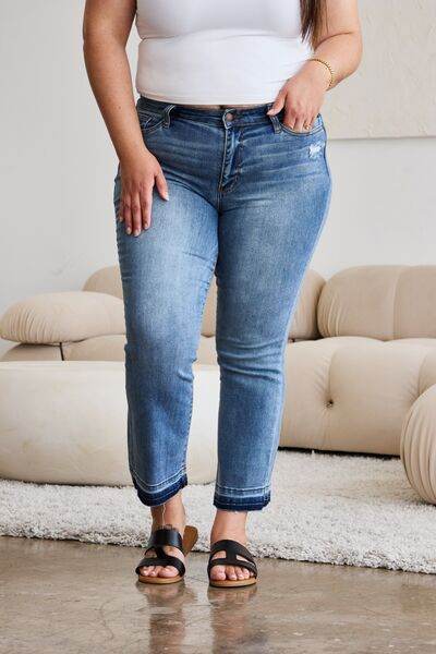 Judy Blue Full Size Release Hem Cropped Bootcut Jeans - Hovatok