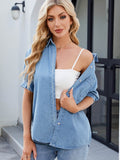 Collared Neck Button Up Denim Shirt - Hovatok