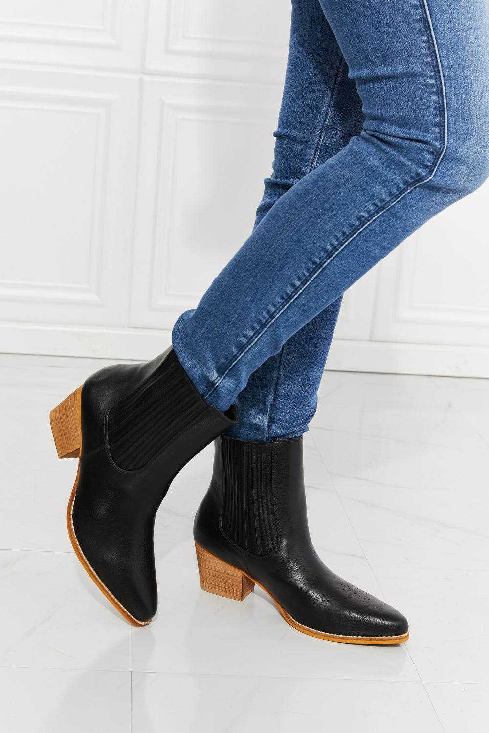 MMShoes Love the Journey Stacked Heel Chelsea Boot in Black - Hovatok