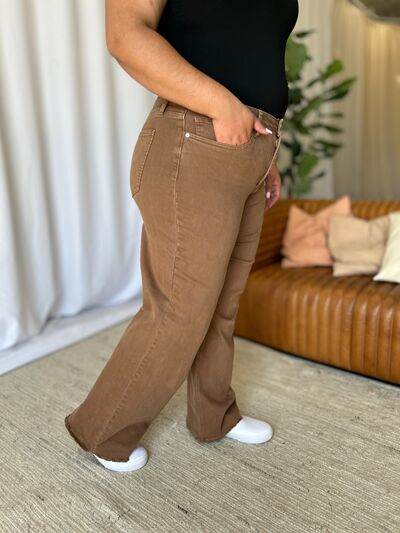 RFM Full Size High Rise Garment Dye Wide Leg Jeans - Hovatok