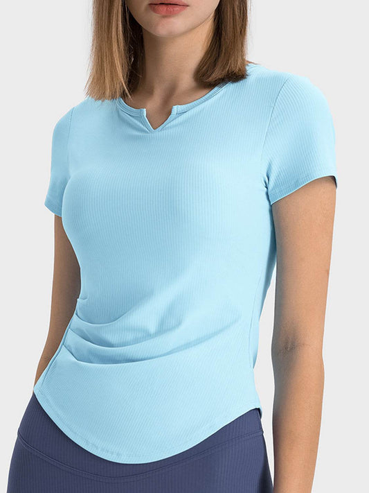 Millennia Notched Short Sleeve Active T-Shirt - Hovatok