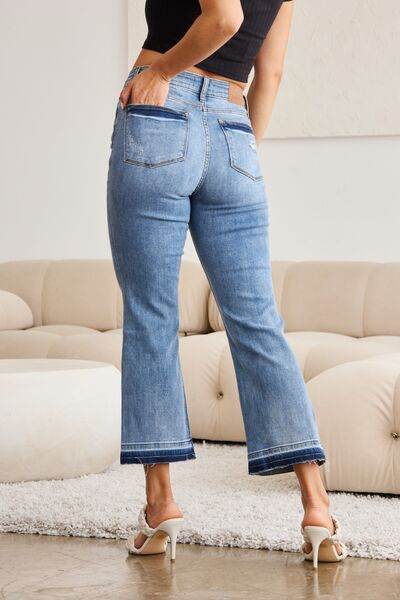 Judy Blue Full Size Release Hem Cropped Bootcut Jeans - Hovatok