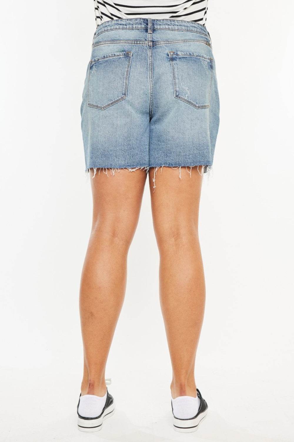 Kancan Full Size Raw Hem High Waist Denim Shorts - Hovatok