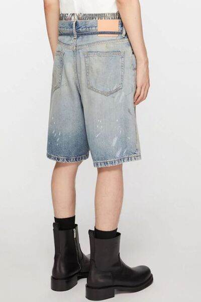 Men's Washed Graffiti Print Denim Bermuda Shorts - Hovatok
