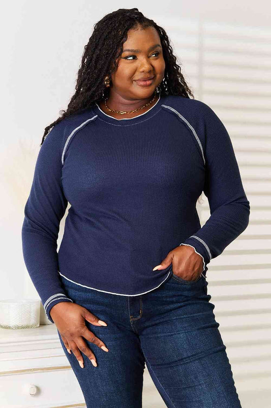 Basic Bae Long Raglan Sleeve Round Neck Top - Hovatok