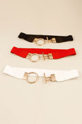 Circle Shape Buckle Zinc Alloy Buckle PU Leather Belt - Hovatok