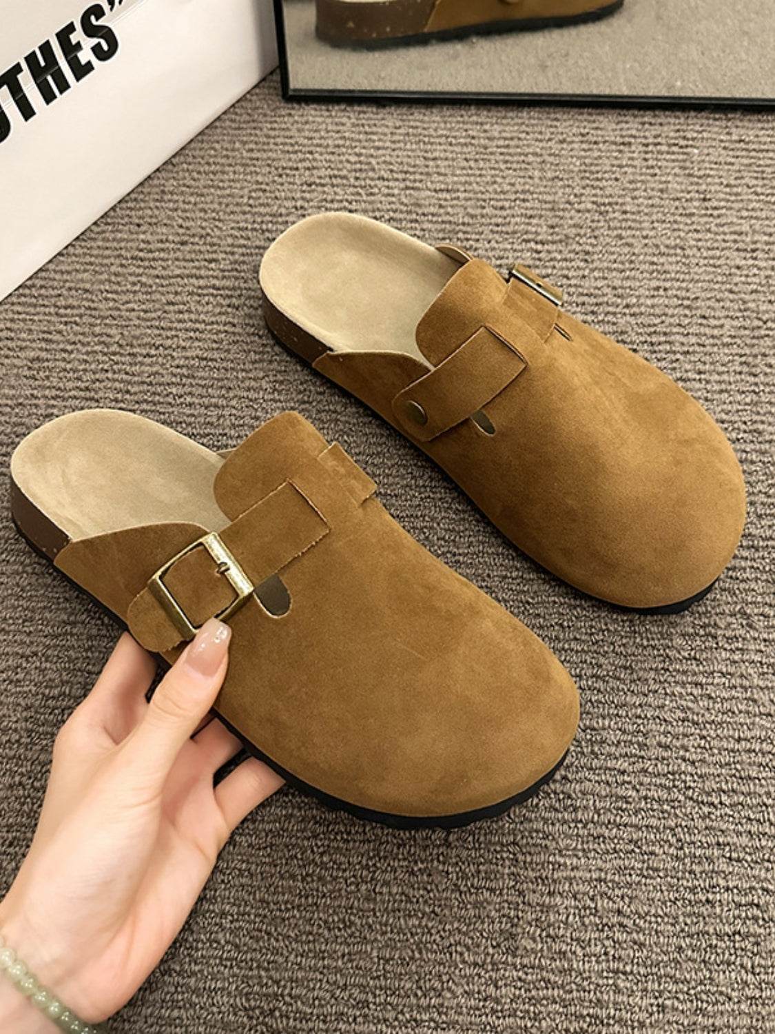 Round Toe Buckle Slip-Ons - Hovatok