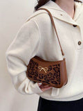 Bow Leopard PU Leather Handbag - Hovatok