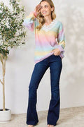 BiBi Rainbow Gradient Crochet Deetail Sweater - Hovatok