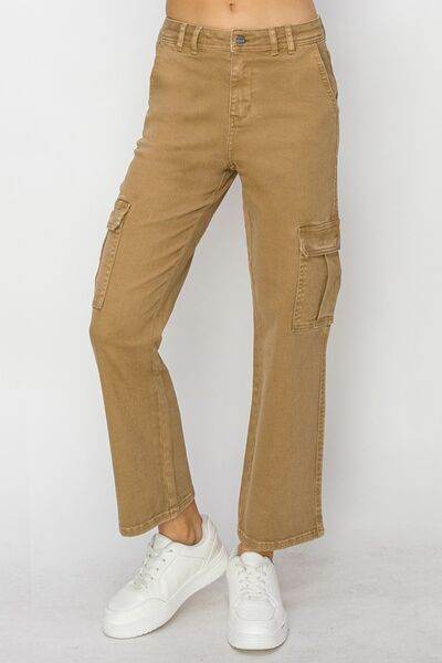 Risen Full Size High Rise Cargo Jeans - Hovatok