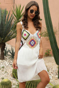 Geometric V-Neck Spaghetti Strap Cover Up Dress - Hovatok
