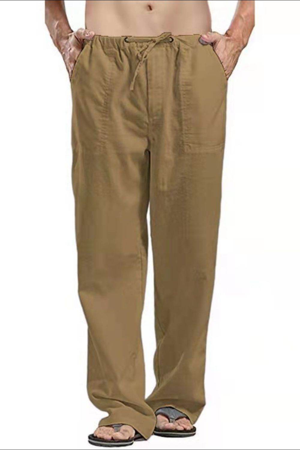 Men's Full Size Drawsrting Straight Leg Pants Plus Size - Hovatok