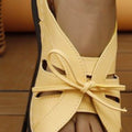 Tied Open Toe Low Heel Sandals - Hovatok