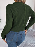 Cable-Knit Buttoned Round Neck Sweater - Hovatok
